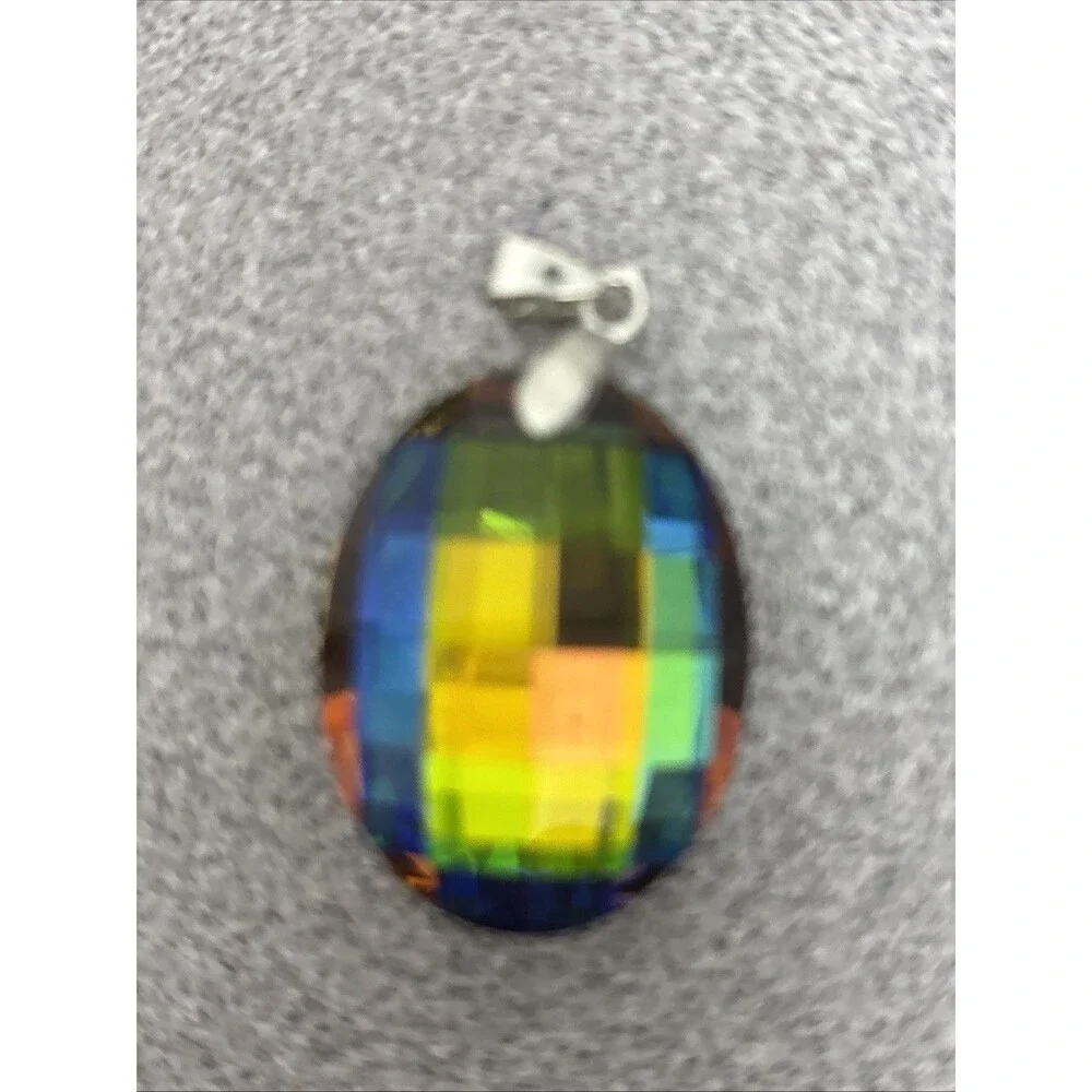 Lot Of 4 Rainbow Titanium Crystal Heart Pendants, Plus 3 Iridescent Pendants